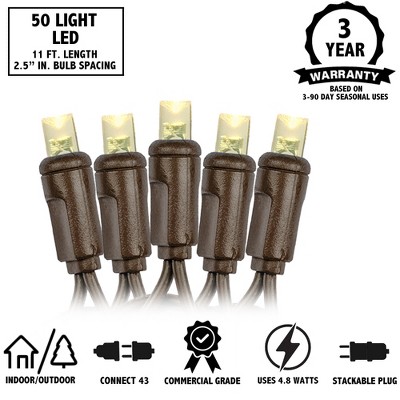 Commercial Grade Purple LED Christmas Tree Lights on Brown Wire