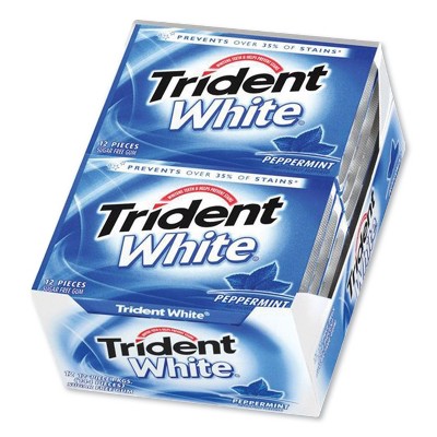 Trident White Gum Sugar-Free Peppermint - Case of 9 - 12 sticks