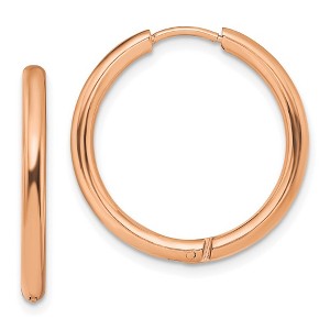 Chisel Stainless Steel Polished Rose IP-plated 2.5mm Hinged Hoop Earrings - 1 of 3