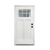 Wooakway 36"W×80"H 6-Lite 2-Panel Exterior Frosted Glass Prehung Front Entry Door Primed Interior Fiberglass Entrance Door - 4 of 4