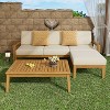 Sapphtopaz Outdoor Patio Furniture Set Wood Patio Chairs Sectional Sofa Set with Cushions and Coffee Table for Backyard, Garden - 2 of 4