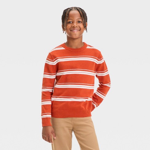 Boys Striped Pullover Sweater Cat Jack Orange Xxl Target