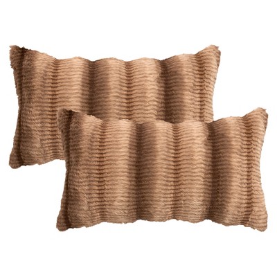 REGALWOVEN Fade-Resistant Plush Striped Luxury Series Soft Fluffy Modern Throw Pillow Covers 2 Pcs
