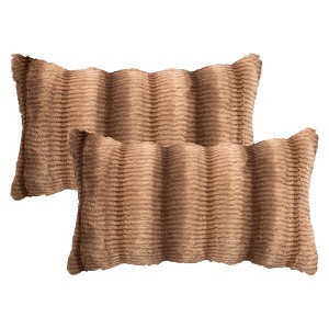 REGALWOVEN Fade-Resistant Plush Striped Luxury Series Soft Fluffy Modern Throw Pillow Covers 2 Pcs - 1 of 4