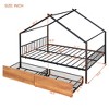 Full/Twin Size House-Shaped Metal Platform Bed Frame with Twin Size Trundle Bed/ Drawers 4S -ModernLuxe - 3 of 4