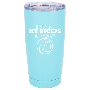 100 North 20 Ounce Stainless Steel On the Go Travel Tumbler With Push Top Lid, Biceps in Your Way Teal - 1 of 4