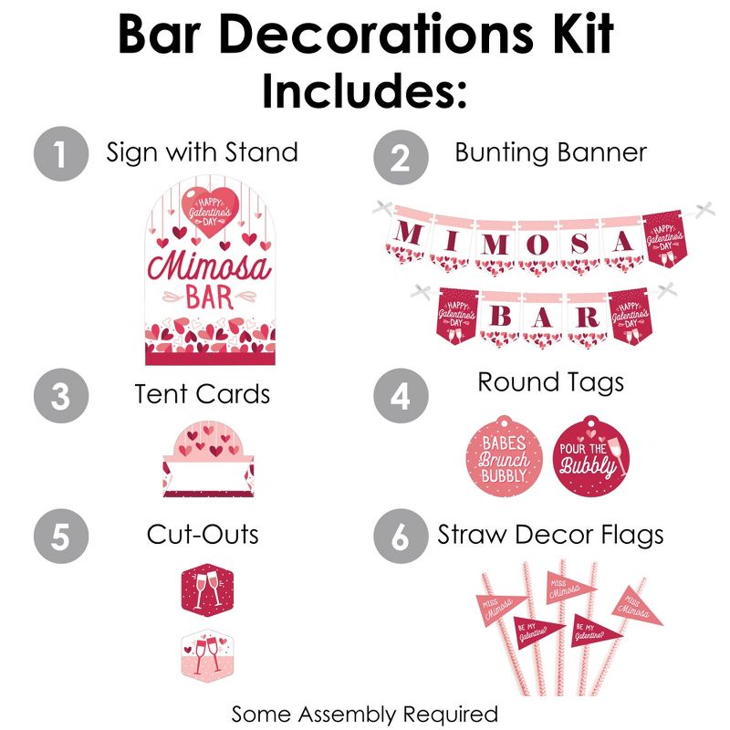 Big Dot of Happiness Happy Galentine's Day - DIY Valentine's Day Party Mimosa Bar Signs - Drink Bar Decorations Kit - 50 Pieces, 4 of 10