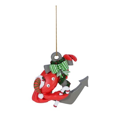 Beachcombers Crab on Anchor Christmas Ornament
