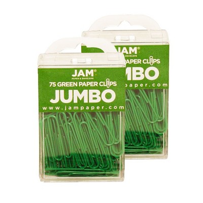 JAM Paper Colored Jumbo Paper Clips Large 2 Inch Green Paperclips 42186878A