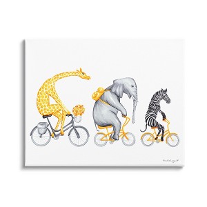 Stupell Industries Savanna Animals Riding Bikes Bicycles Yellow Accent Canvas Wall Art - 1 of 4