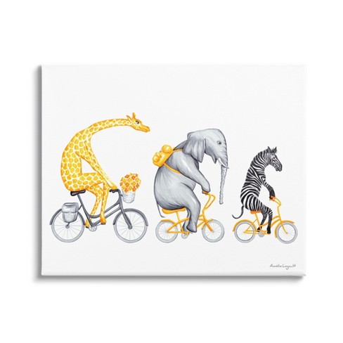 Stupell Industries Savanna Animals Riding Bikes Bicycles Yellow Accent Canvas Wall Art - image 1 of 4