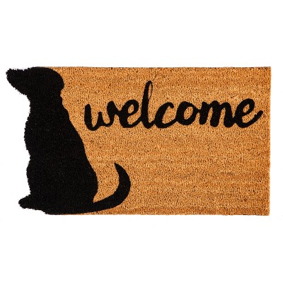 Evergreen Flag Dog Welcome Shaped Coir Mat