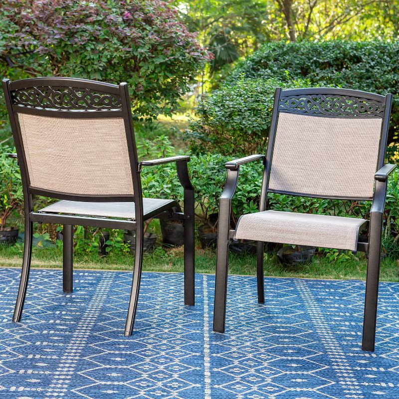 2pk Outdoor Dining Chairs with Sling Seat, Metal Frame &#38; Armrests - Captiva Designs, 3 of 11