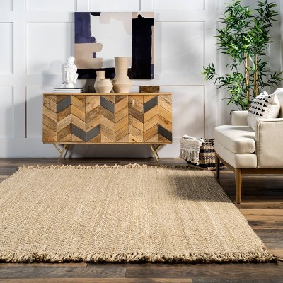 Handwoven Natural Jute 3'x5' Area Rug with Fringe Detail - Brown