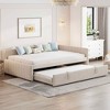 MAYEERTY Full Size L-Shaped Upholstered Daybed, Twin Pop Up Trundle, Bedroom, Beige - 2 of 4