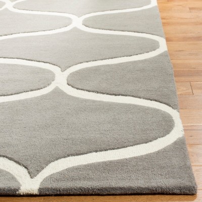 Hand-Tufted Dark Grey and Ivory Wool Area Rug, 5' x 8'