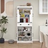 MAYEERTY White 71" Kitchen Pantry, 4 Doors (2 with Racks) 1 Drawer 2 Adjustable Shelves - 3 of 4