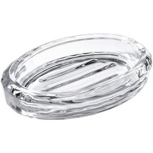 Aoibox Oval Glass Soap Dish for Bathroom Countertop, Shower, Kitchen Sink, Heavy Bar Soap Holder with Raised Ridges, Transparent - 1 of 4