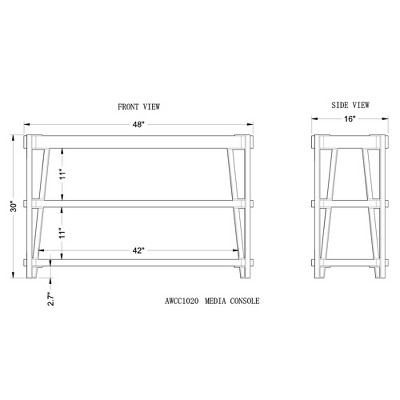 Ryegate 52" Natural Acacia Wood and Metal Media Console with Storage
