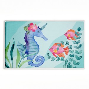 Stupell Industries Horned Seahorse & Fish Printed Plush Bath Mat And Bath Rug, Design By Audrey Jeanne Roberts, 18"X30" - 1 of 4