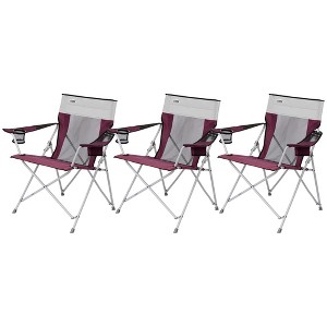 CORE Portable Heavy-Duty Folding Chair with Cooling Mesh Back and Carrying Storage Bag for Outdoor Sporting Events or Camping Trips, Wine (3 Pack) - 1 of 4