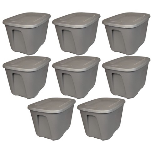 Sterilite Plastic Set of (10) 6 Qt. Storage Boxes Titanium