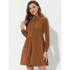 Allegra K Women's Turn Down Collar Long Sleeve Corduroy Button Down Shirt Dress - 3 of 4