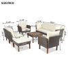 9 Piece Patio Rattan Furniture Set with Washable Cushions, Outdoor Conversation Set with Acacia Wood, PE Rattan Sectional Sofa Set with Table-Koiai - 3 of 4