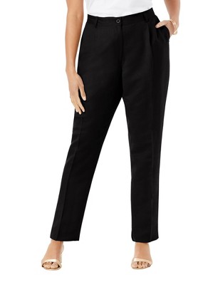 Jessica London Women's Plus Size Linen Pleat-Front Pant