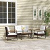 Outsunny 4 Piece Patio Furniture Set with Cushions, Sofa, Chair, Wood Coffee Table, White - 2 of 4