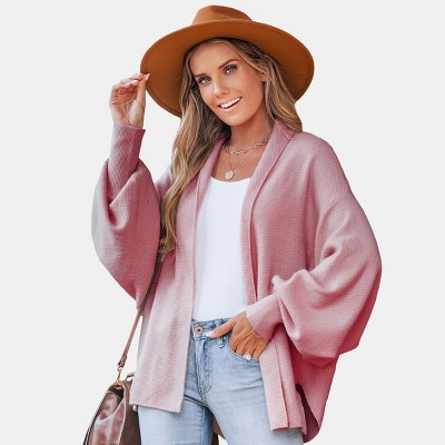 Women's Lantern Sleeve Cardigan - Cupshe-m-pink : Target