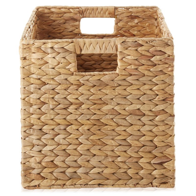 Casafield 12" x 12" Water Hyacinth Storage Baskets - Set of 2 Collapsible Cubes, Woven Bin Organizers for Bathroom, Bedroom, Laundry, Pantry, Shelves, 4 of 8