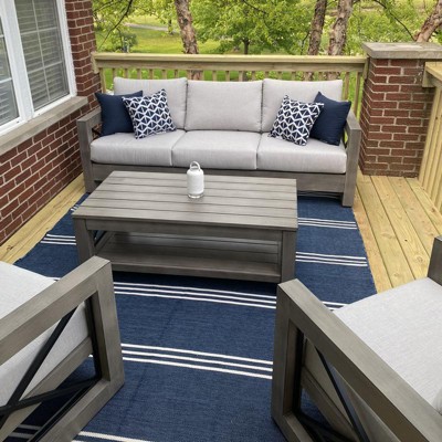 Front Porch Rug 27.5x43.3inch Blue and White Striped Outdoor Rug