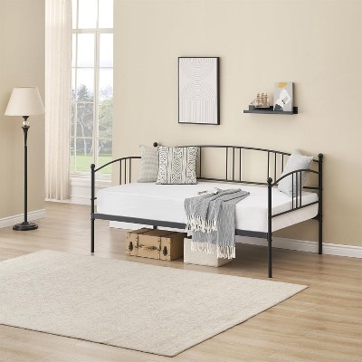 Metal Twin Daybed, Heavy-Duty Steel Slatted Frame, No Box Spring Needed. For Bedroom, Guest Room, Living Room.
