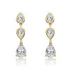 Guili Elegant Sterling Silver 14k Gold Plated Cubic Zirconia Three-Stone Pear Drop Earrings for a Timeless and Refined Look - 3 of 3
