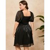 Clearlove Mini Dress for Plus Size Women Square Neck Puff Sleeve Babydoll Mesh Tulle Dress - 3 of 4