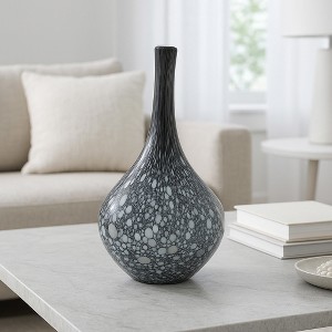 Elegant Patterned Glass Bottle Vase - Decorative Home Decor Accent for Bedroom, or Office Styling - Contemporary Table Centerpiece - Gray - 1 of 4