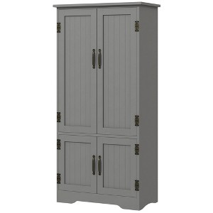Yukimo 49" Floor Cabinet, Farmhouse Style Storage with Adjustable Shelves, Gray - 1 of 4