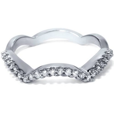 Pompeii3 G/VS 1/2ct Curved Diamond Wedding Ring Guard Band Enhancer 14K White Gold SZ 7 - Size 7