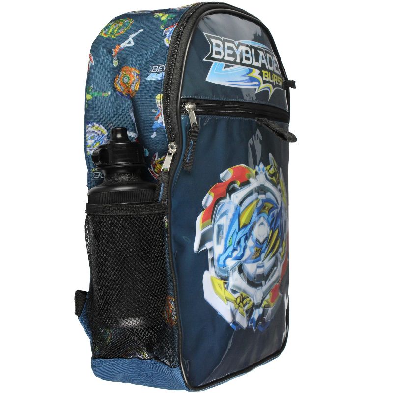 Beyblade Burst Spinner Tops Backpack Lunch Bag Water Bottle 5 PC Mega Set Blue, 5 of 9