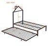 CAVINAS Twin Size Bed Frame with House-Shaped Headboard Design, Twin Size Metal Platform Bed, Black - 3 of 4