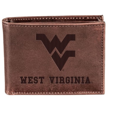 Evergreen NCAA West Virginia Mountaineers Brown Leather Bifold Wallet Officially Licensed with Gift Box
