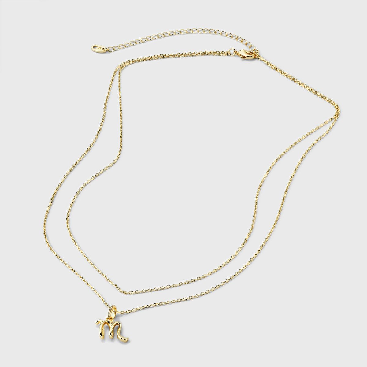 14k Gold Dipped Twist Initial Cubic Zirconia Bail Multi-Strand Necklace - A New Day™ Gold - thumbnail 2