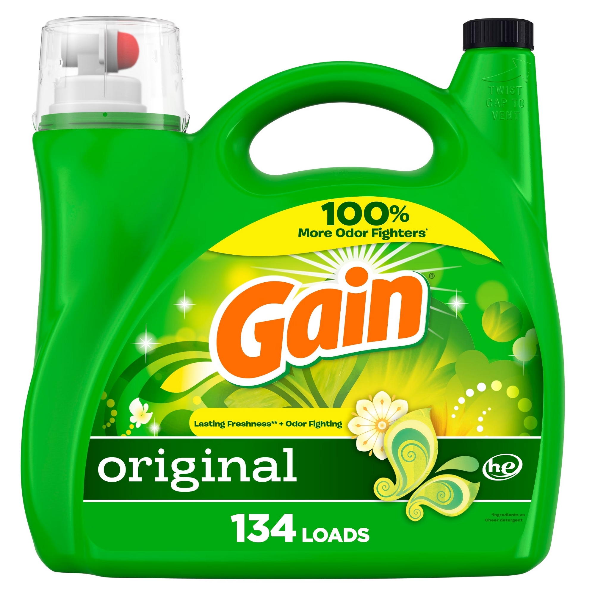 Gain Original HE Concentrated Liquid Laundry Detergent 134 Loads - 194 fl oz: Aluminum-Free, Paraben-Free, Bleach-Free
