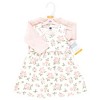 Hudson Baby Infant and Toddler Girls Cotton Dress and Cardigan Set, Soft Pink Sage Rose - 2 of 4