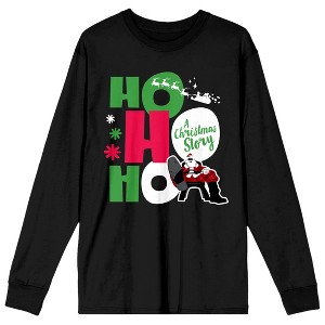A Christmas Story Ho Ho Ho Women's Black Long Sleeve Crew Neck Tee - 1 of 3