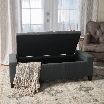 Vynxaria Dark Grey Storage Ottoman - Stylish Organizer & Footrest
