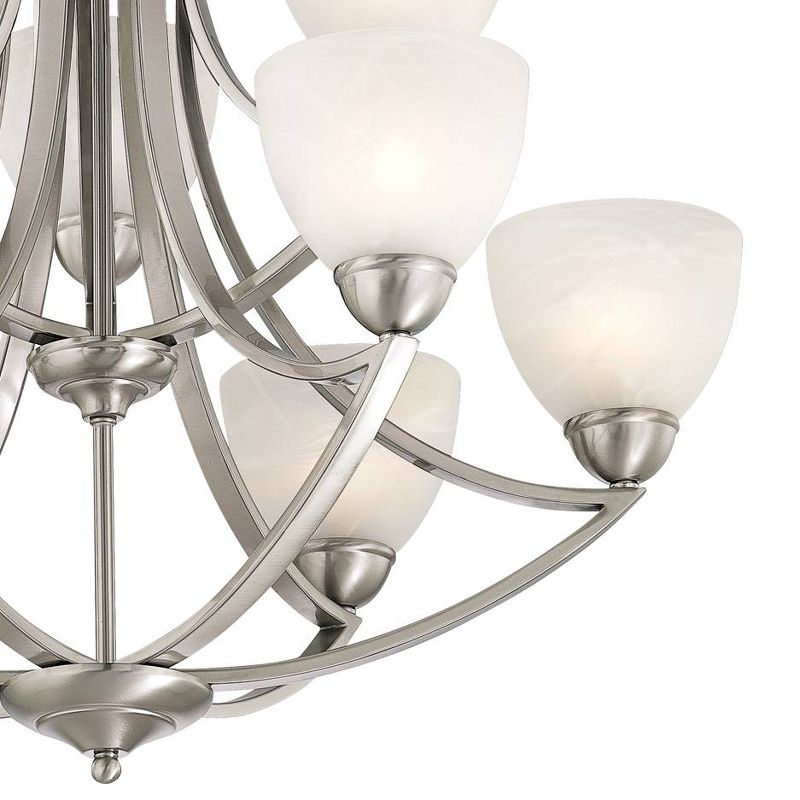 Possini Euro Design Milbury Satin Nickel Chandelier 30" Wide Industrial Tiered White Glass Shade 9-Light Fixture for Dining Room House Kitchen Island, 4 of 8