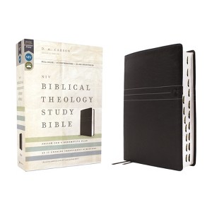 Niv, Biblical Theology Study Bible (Trace the Themes of Scripture), Leathersoft, Black, Thumb Indexed, Comfort Print - by  D A Carson (Leather Bound) - 1 of 1