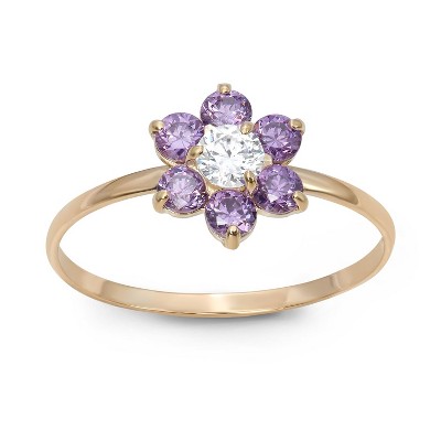 Junior Jewels 10K Yellow Gold Children's Cubic Zirconia Flower Ring
